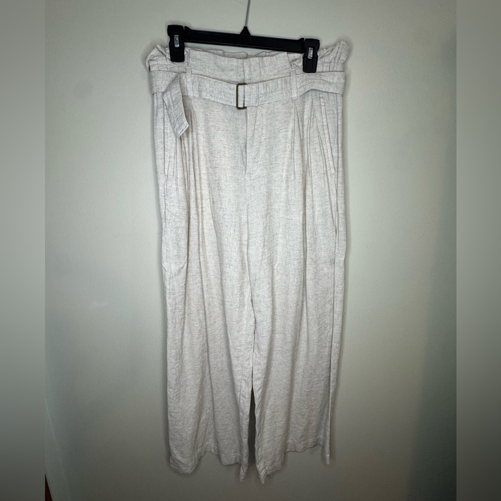 Banana Republic Linen-Blend Wide-Leg Pants w/ Belt Women's Petite 6